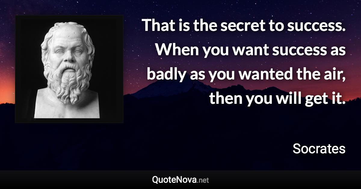That is the secret to success. When you want success as badly as you wanted the air, then you will get it. - Socrates quote