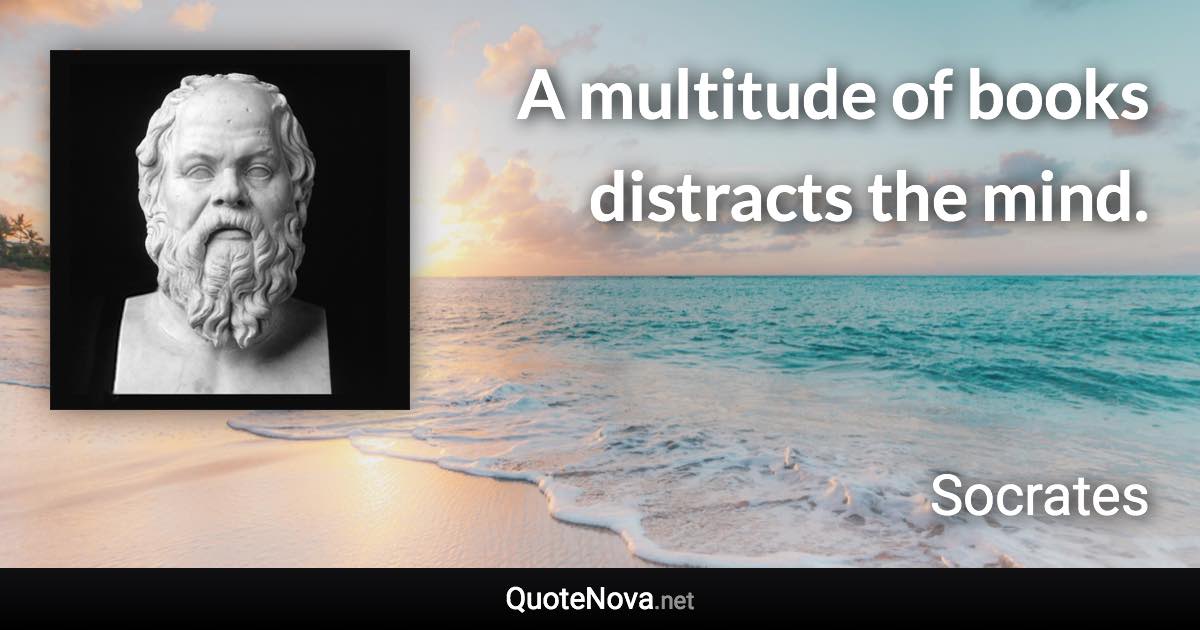 A multitude of books distracts the mind. - Socrates quote