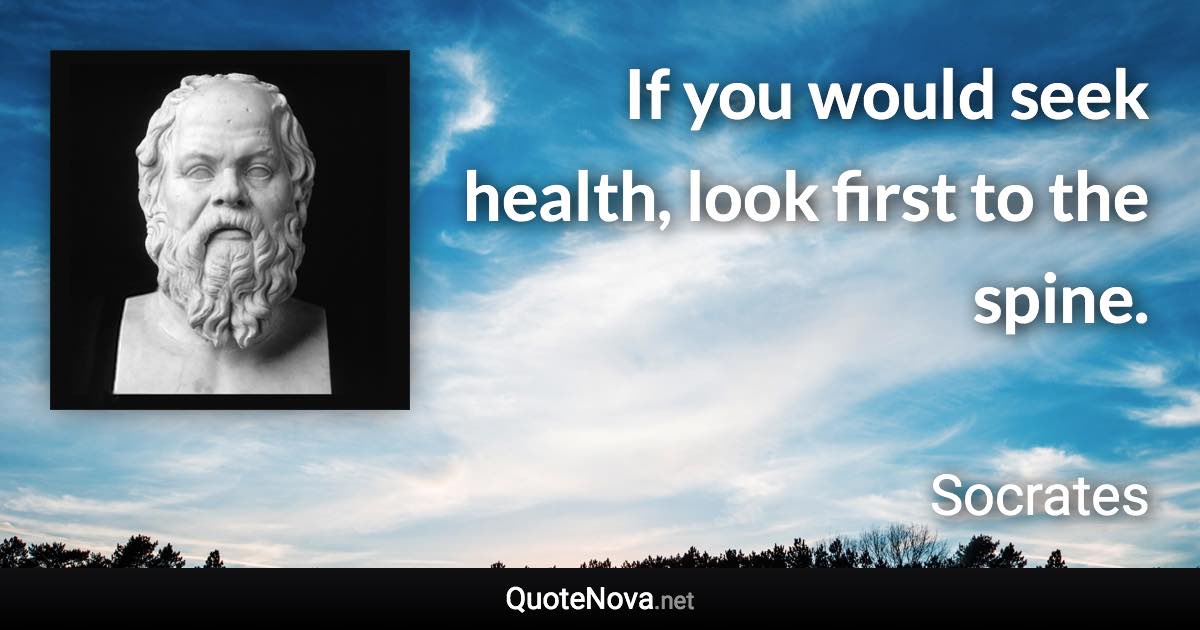 If you would seek health, look first to the spine. - Socrates quote