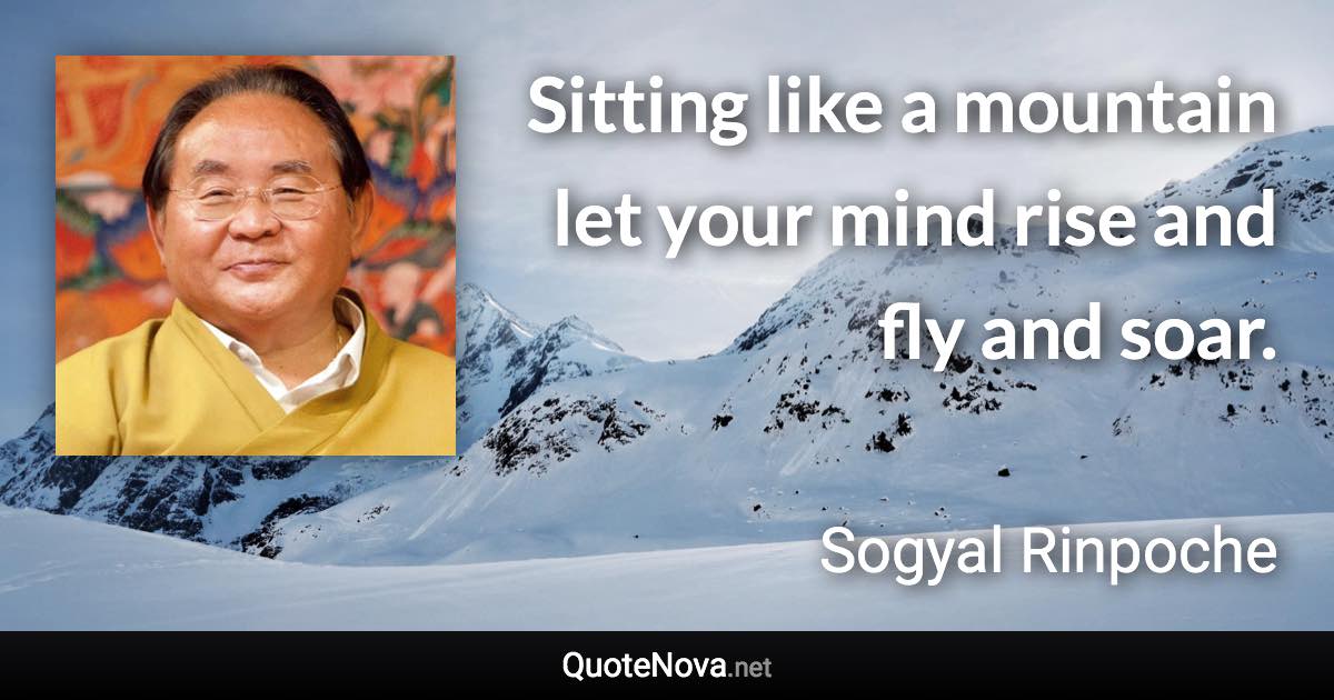 Sitting like a mountain let your mind rise and fly and soar. - Sogyal Rinpoche quote