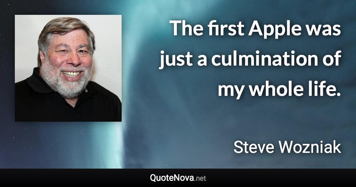 The first Apple was just a culmination of my whole life. - Steve Wozniak quote