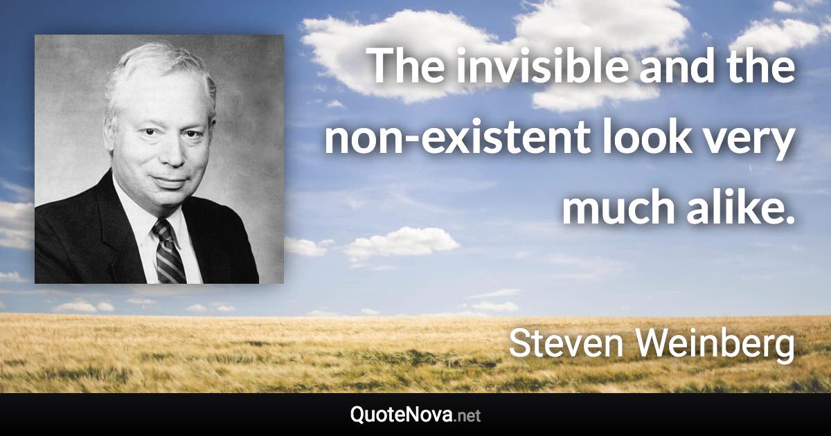 The invisible and the non-existent look very much alike. - Steven Weinberg quote