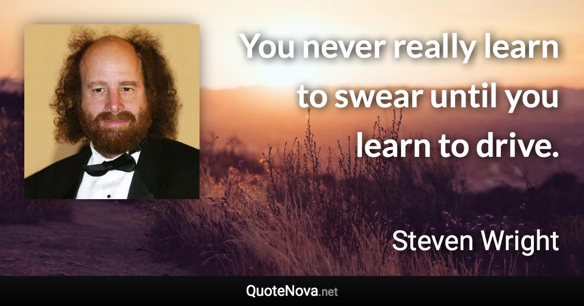 You never really learn to swear until you learn to drive. - Steven Wright quote