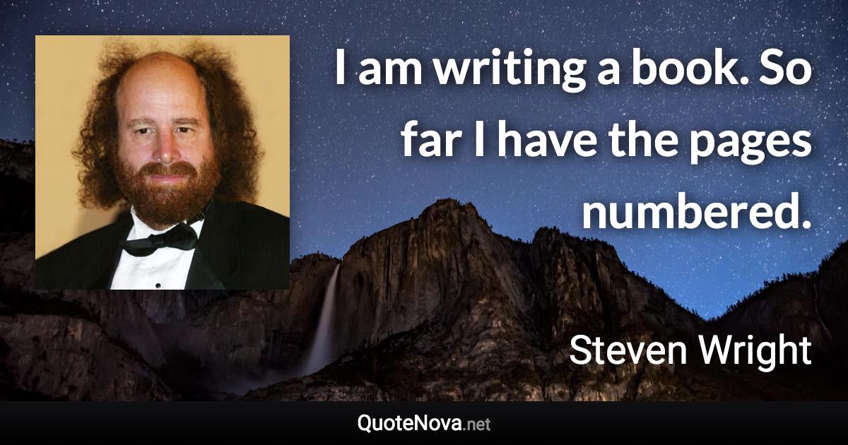 I am writing a book. So far I have the pages numbered. - Steven Wright quote