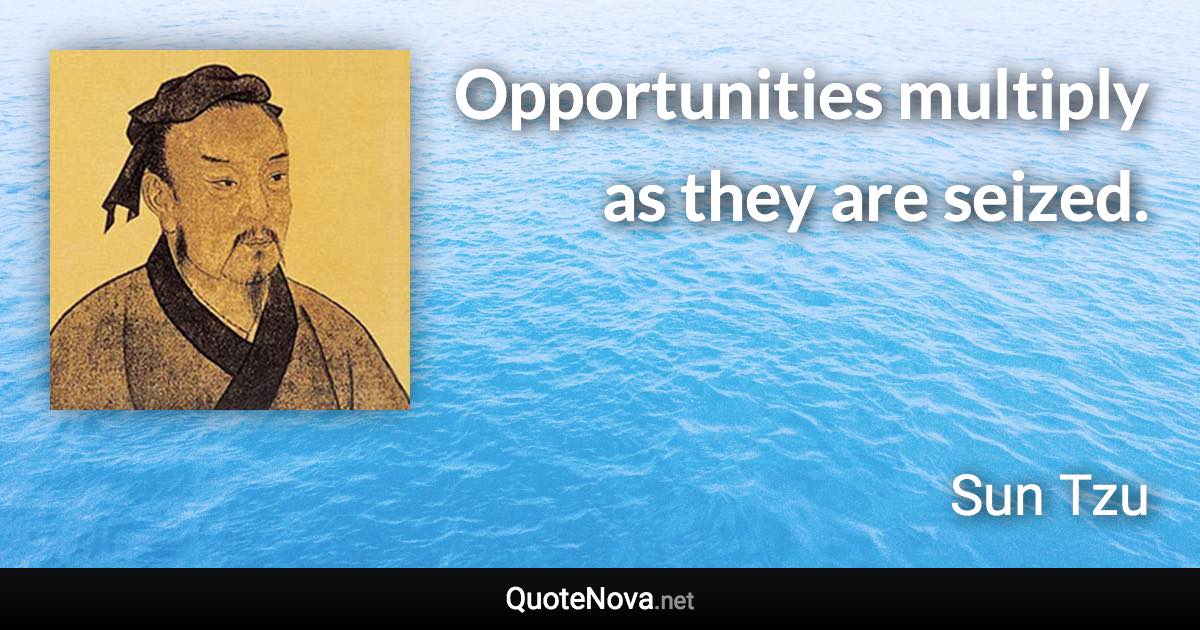 Opportunities multiply as they are seized. - Sun Tzu quote