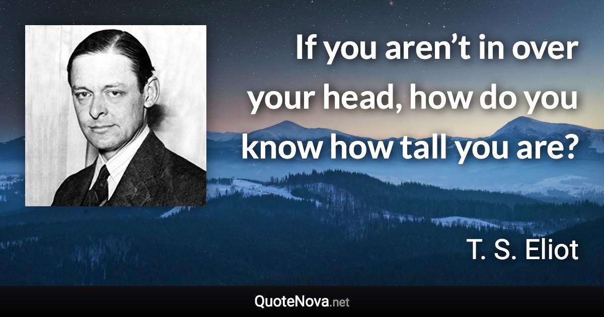 If you aren’t in over your head, how do you know how tall you are? - T. S. Eliot quote