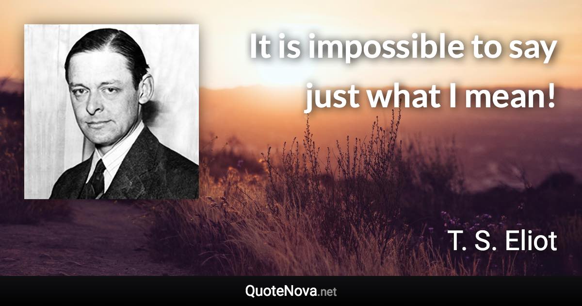 It is impossible to say just what I mean! - T. S. Eliot quote