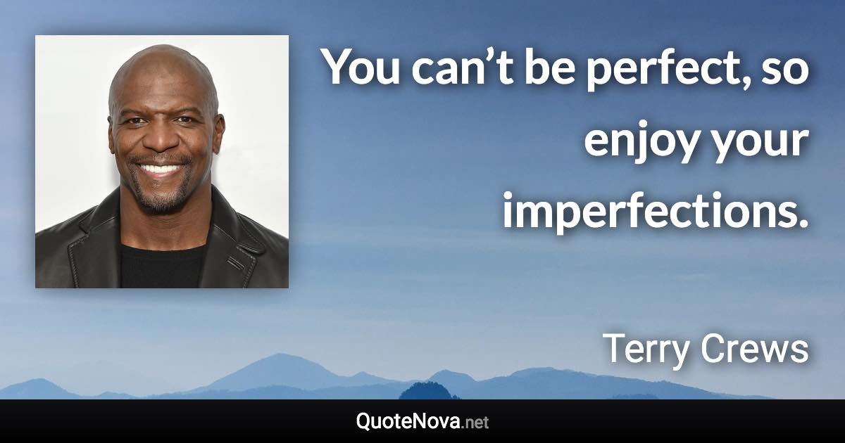 You can’t be perfect, so enjoy your imperfections. - Terry Crews quote