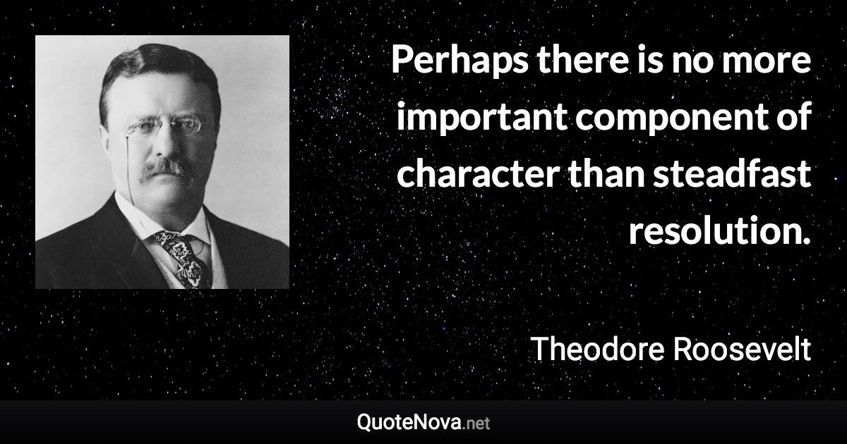 Perhaps there is no more important component of character than steadfast resolution. - Theodore Roosevelt quote