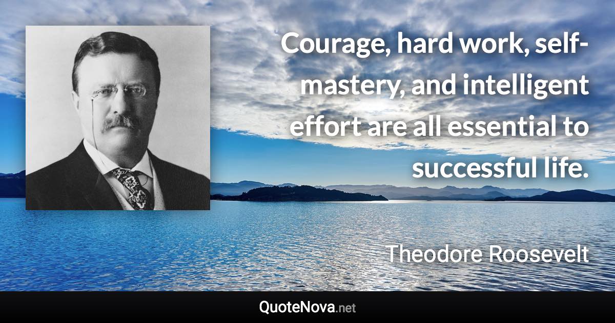 Courage, hard work, self-mastery, and intelligent effort are all essential to successful life. - Theodore Roosevelt quote