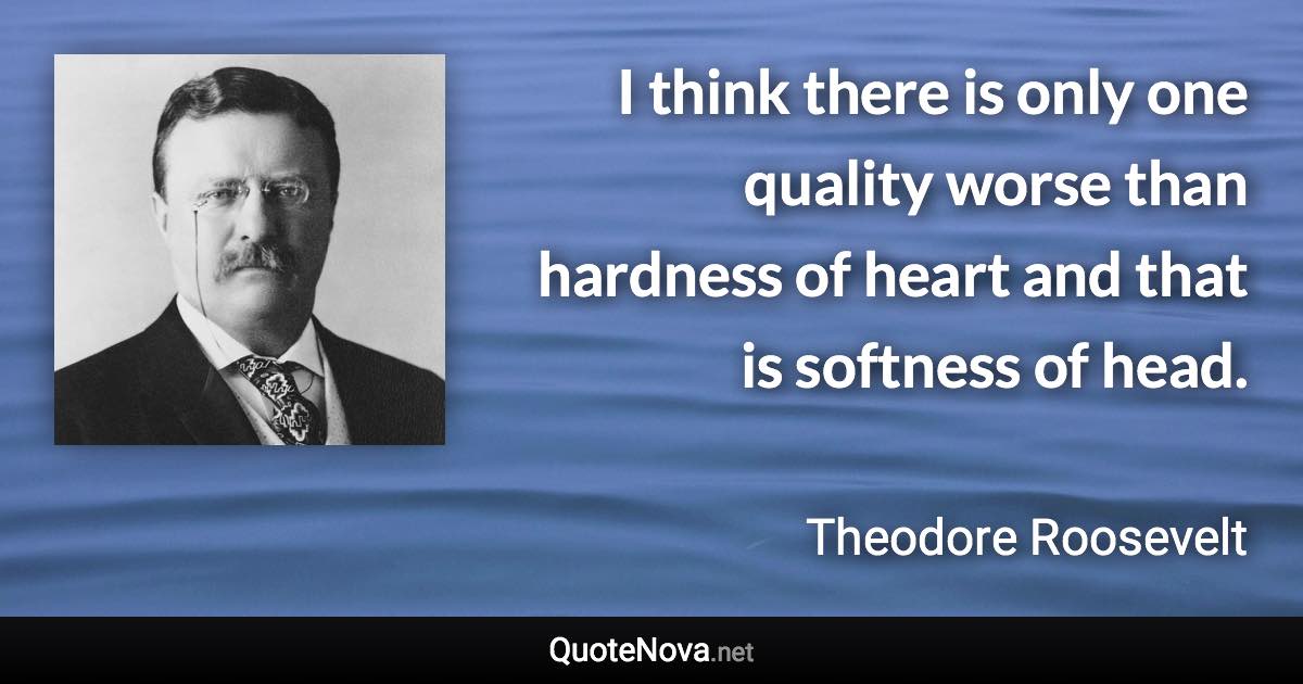 I think there is only one quality worse than hardness of heart and that is softness of head. - Theodore Roosevelt quote