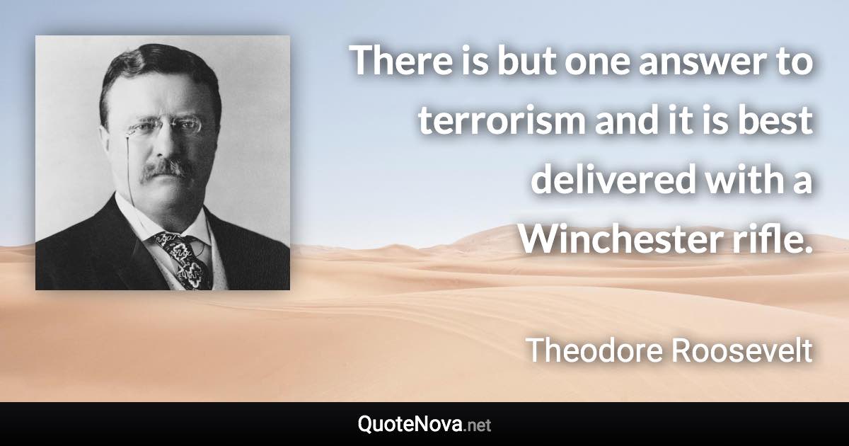 There is but one answer to terrorism and it is best delivered with a Winchester rifle. - Theodore Roosevelt quote