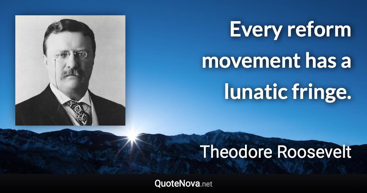 Every reform movement has a lunatic fringe. - Theodore Roosevelt quote