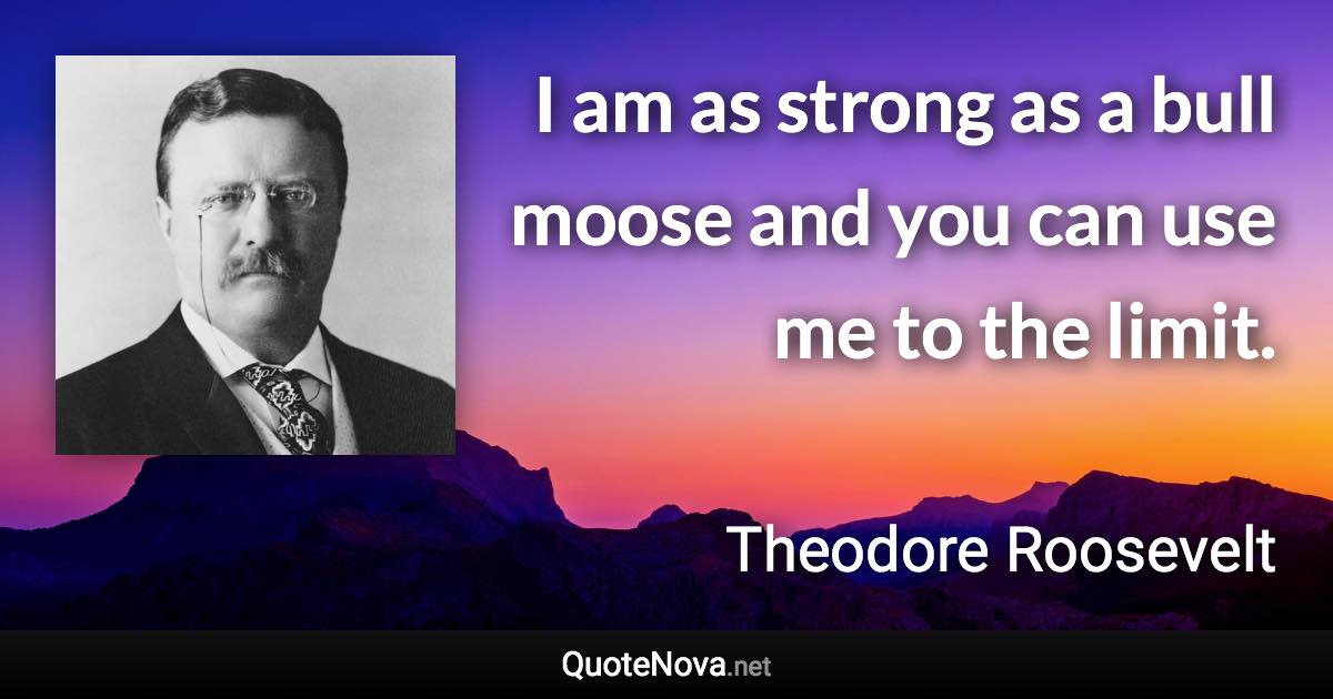 I am as strong as a bull moose and you can use me to the limit. - Theodore Roosevelt quote