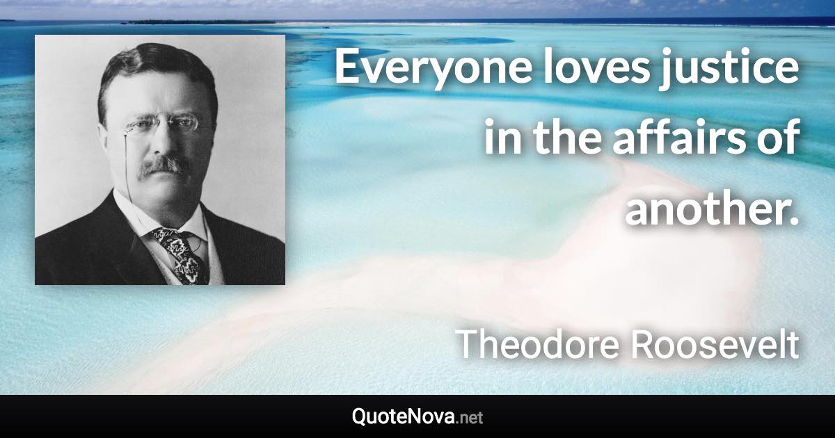 Everyone loves justice in the affairs of another. - Theodore Roosevelt quote