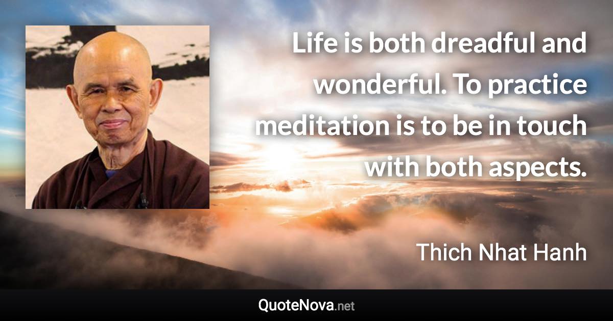 Life is both dreadful and wonderful. To practice meditation is to be in touch with both aspects. - Thich Nhat Hanh quote