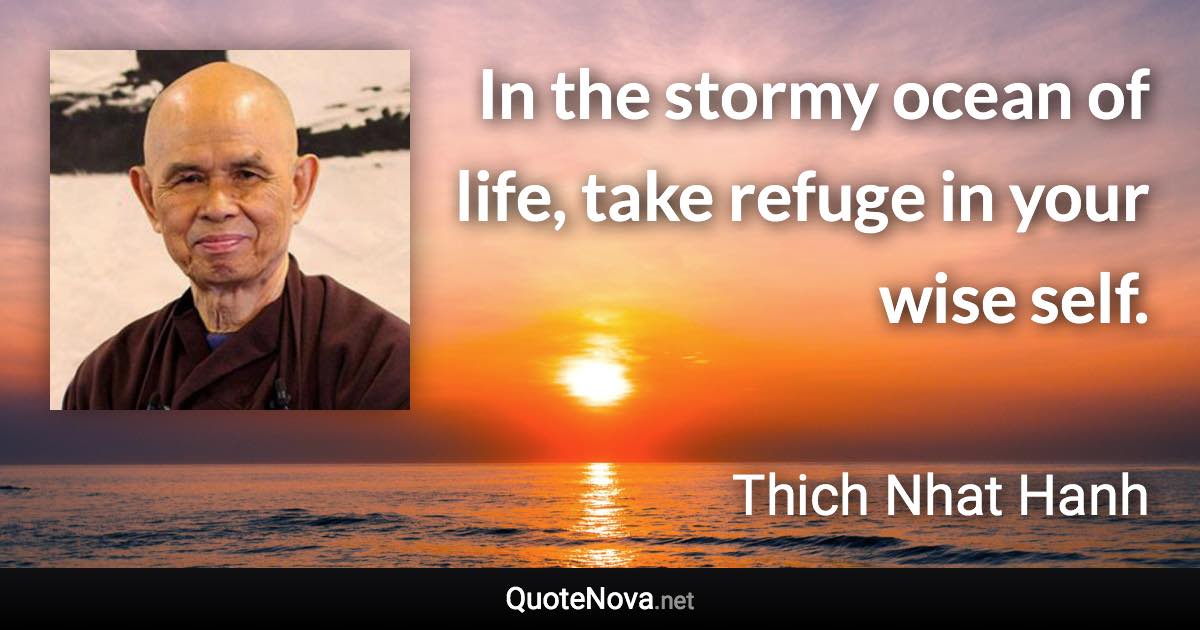 In the stormy ocean of life, take refuge in your wise self. - Thich Nhat Hanh quote