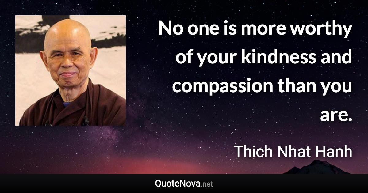 No one is more worthy of your kindness and compassion than you are. - Thich Nhat Hanh quote