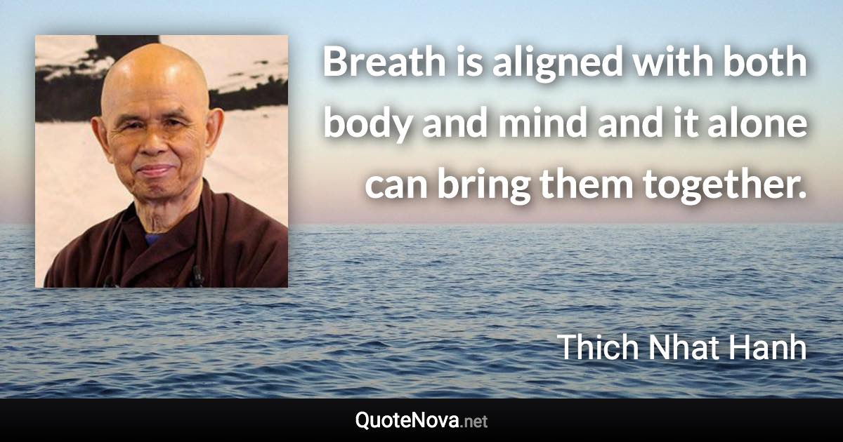 Breath is aligned with both body and mind and it alone can bring them together. - Thich Nhat Hanh quote