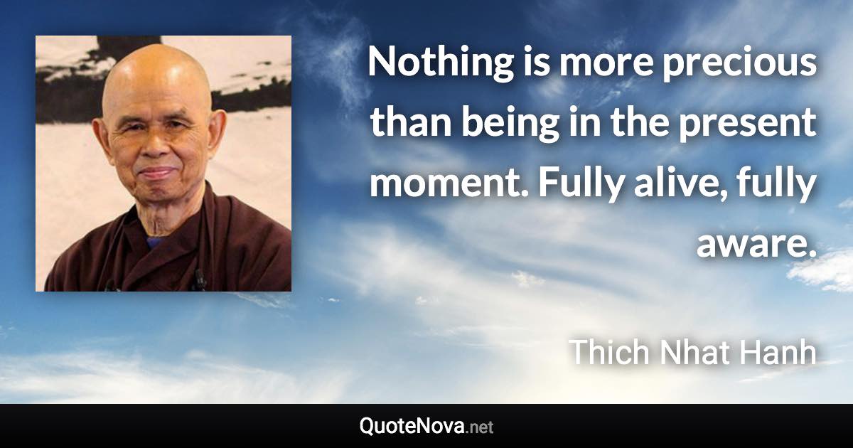 Nothing is more precious than being in the present moment. Fully alive, fully aware. - Thich Nhat Hanh quote