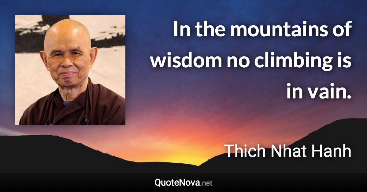 In the mountains of wisdom no climbing is in vain. - Thich Nhat Hanh quote