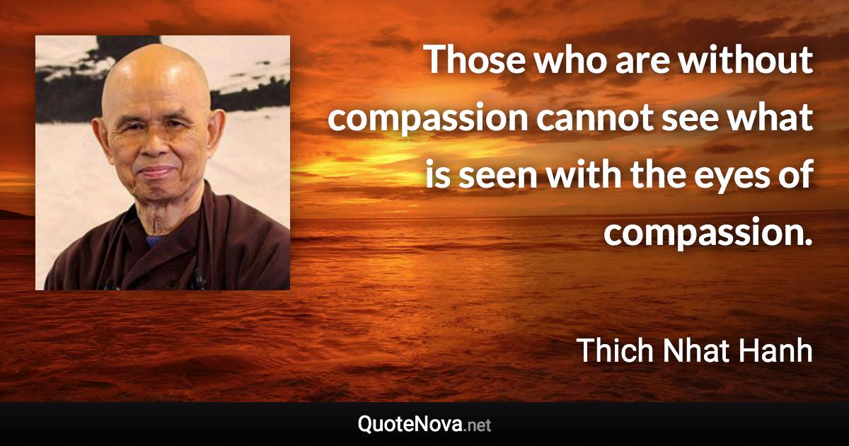 Those who are without compassion cannot see what is seen with the eyes of compassion. - Thich Nhat Hanh quote