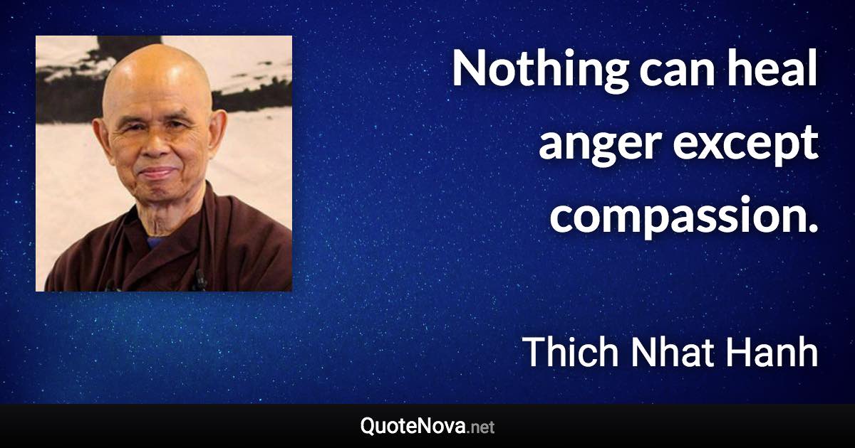 Nothing can heal anger except compassion. - Thich Nhat Hanh quote