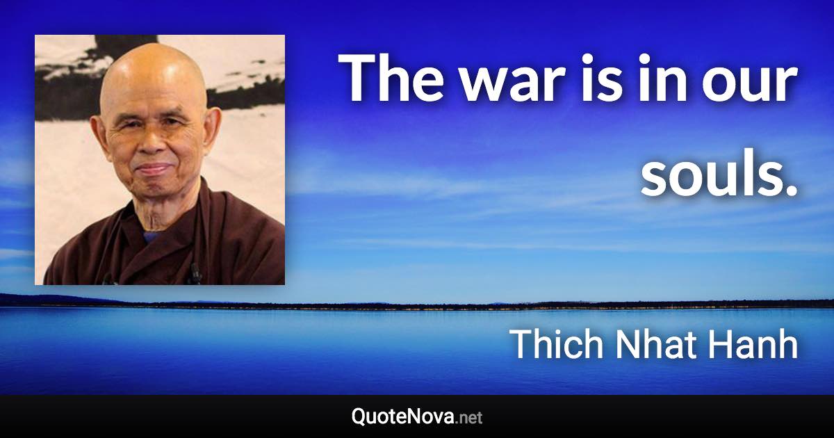 The war is in our souls. - Thich Nhat Hanh quote