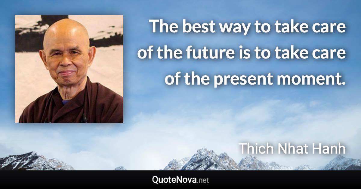 The best way to take care of the future is to take care of the present moment. - Thich Nhat Hanh quote
