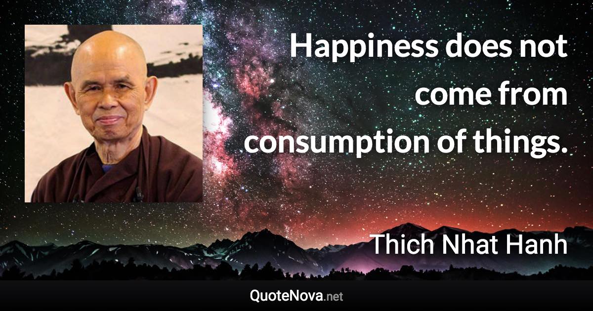 Happiness does not come from consumption of things. - Thich Nhat Hanh quote