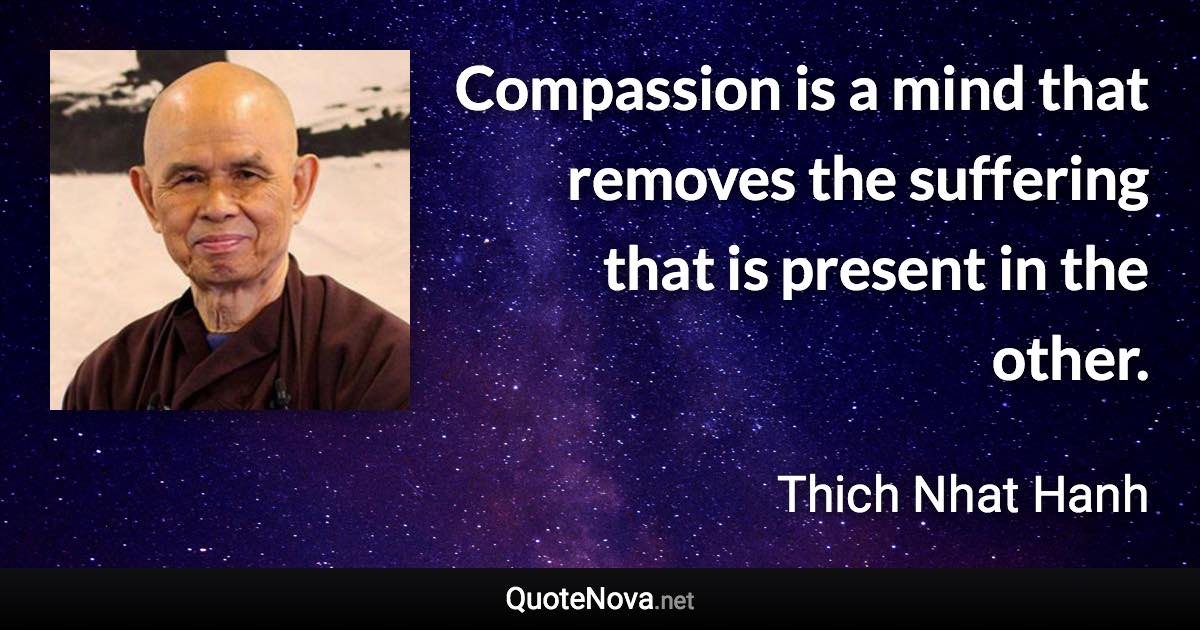 Compassion is a mind that removes the suffering that is present in the other. - Thich Nhat Hanh quote