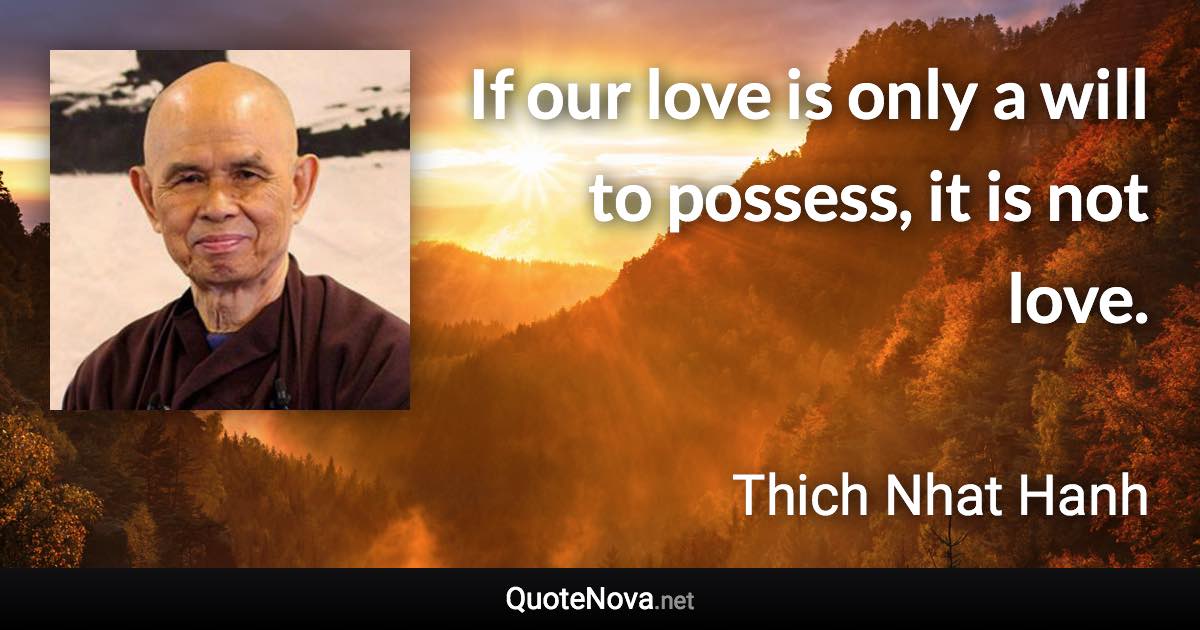 If our love is only a will to possess, it is not love. - Thich Nhat Hanh quote