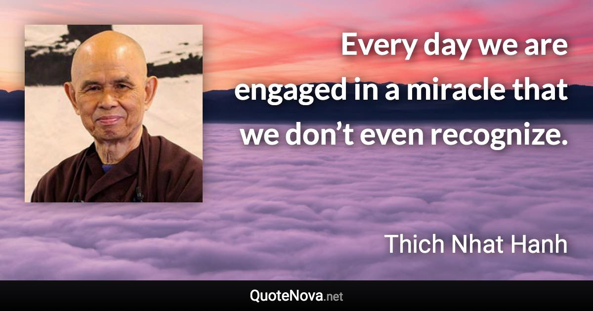 Every day we are engaged in a miracle that we don’t even recognize. - Thich Nhat Hanh quote