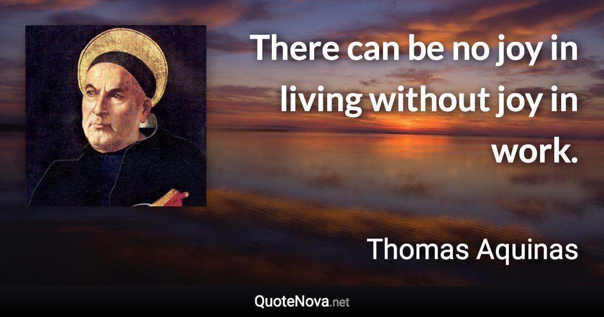 There can be no joy in living without joy in work. - Thomas Aquinas quote