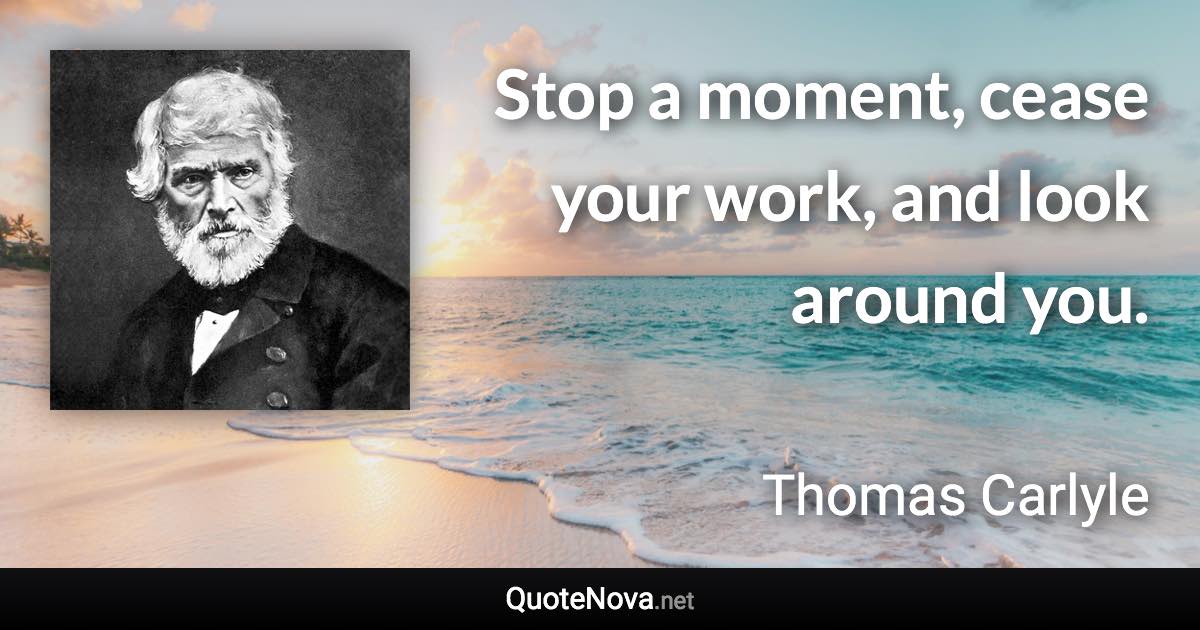 Stop a moment, cease your work, and look around you. - Thomas Carlyle quote
