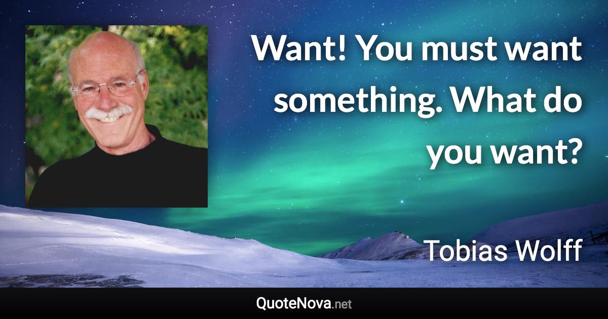 Want! You must want something. What do you want? - Tobias Wolff quote