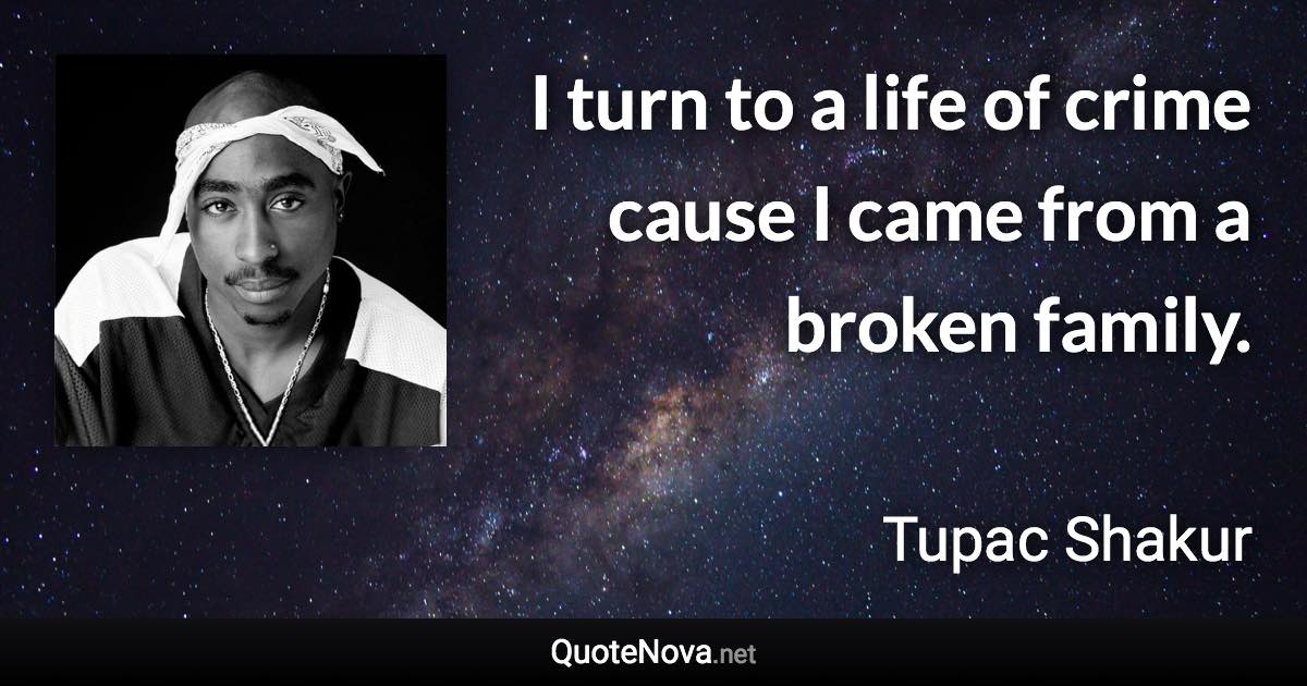 I turn to a life of crime cause I came from a broken family. - Tupac Shakur quote