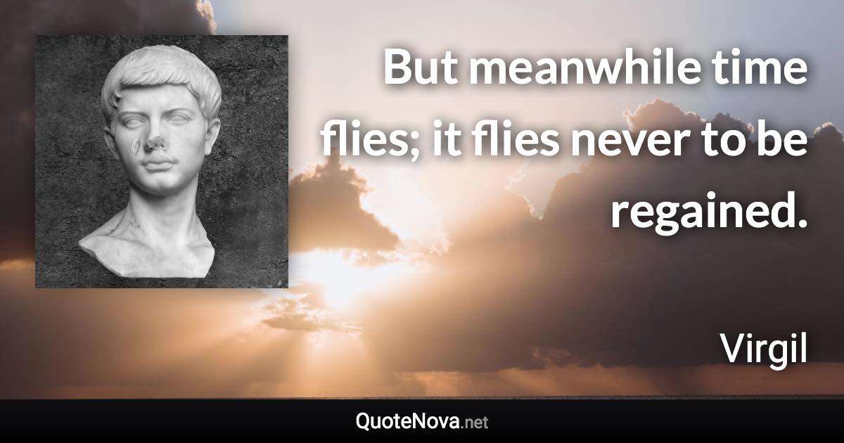 But meanwhile time flies; it flies never to be regained. - Virgil quote
