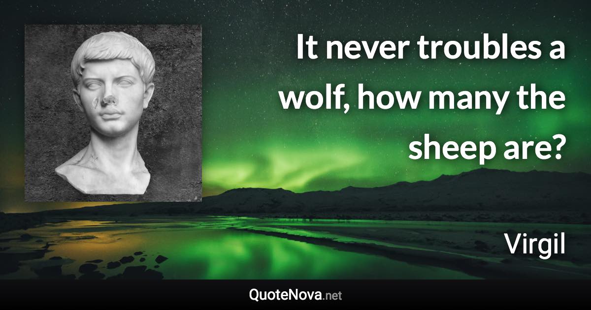 It never troubles a wolf, how many the sheep are? - Virgil quote