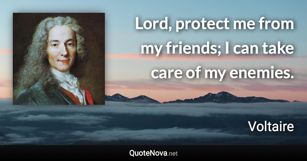 Lord, protect me from my friends; I can take care of my enemies. - Voltaire quote