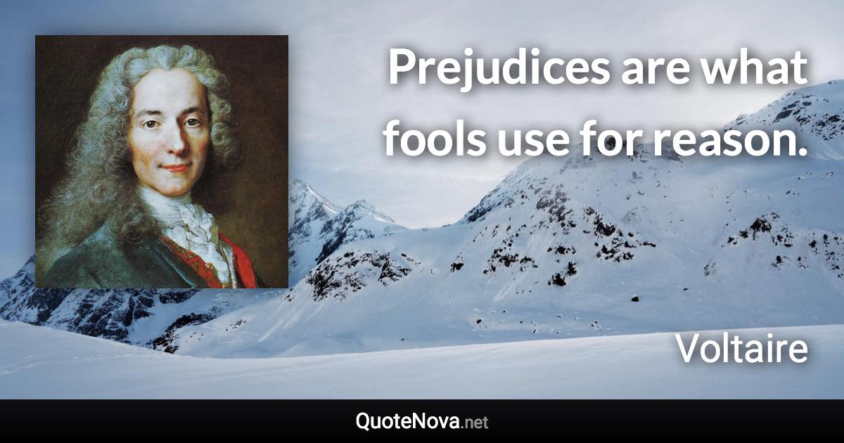 Prejudices are what fools use for reason. - Voltaire quote