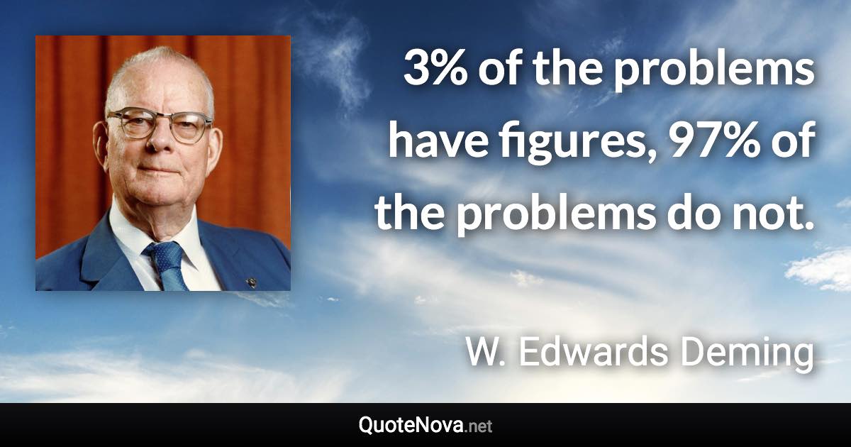 3% of the problems have figures, 97% of the problems do not. - W. Edwards Deming quote