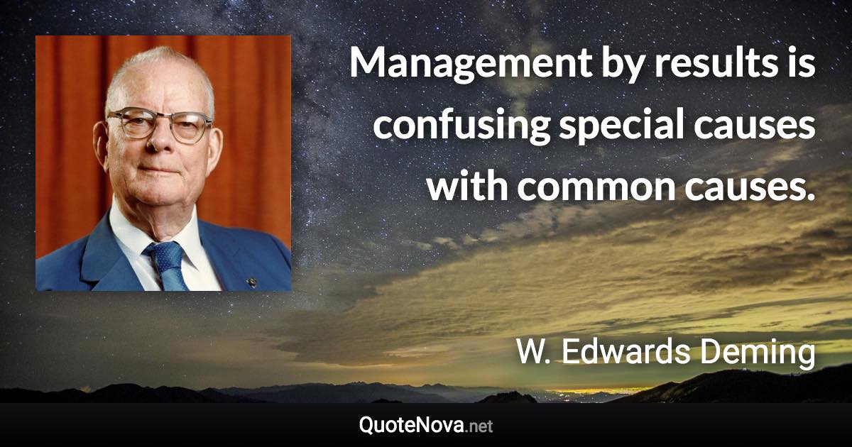 Management by results is confusing special causes with common causes. - W. Edwards Deming quote