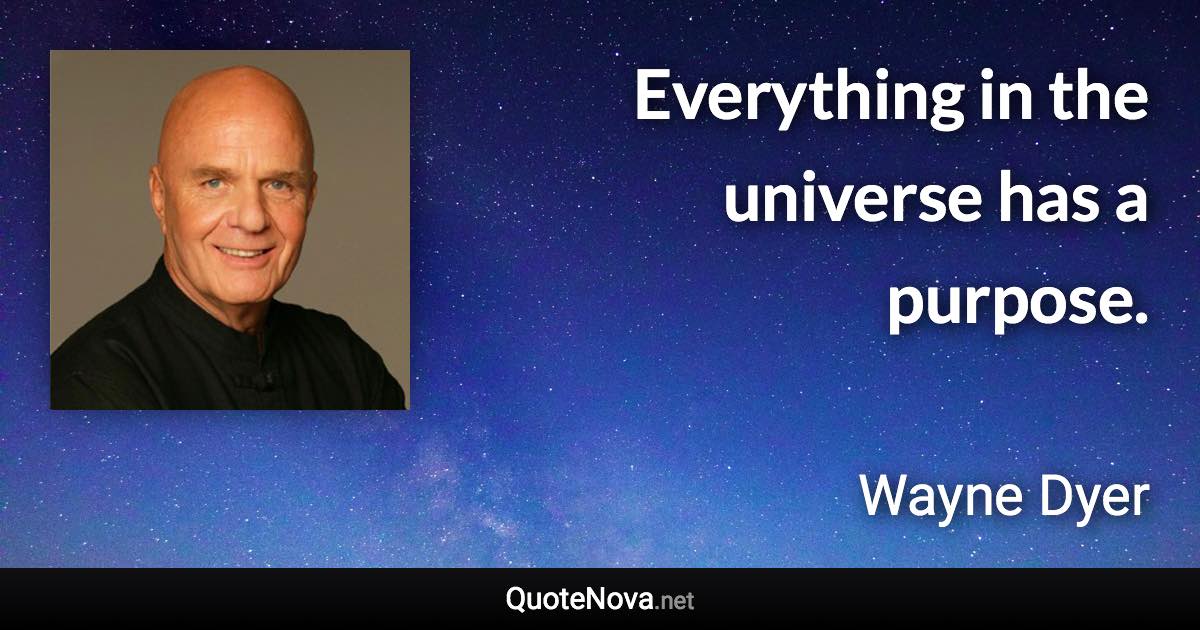 Everything in the universe has a purpose. - Wayne Dyer quote