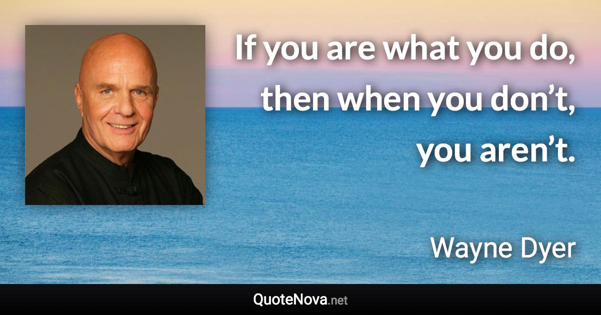 If you are what you do, then when you don’t, you aren’t. - Wayne Dyer quote