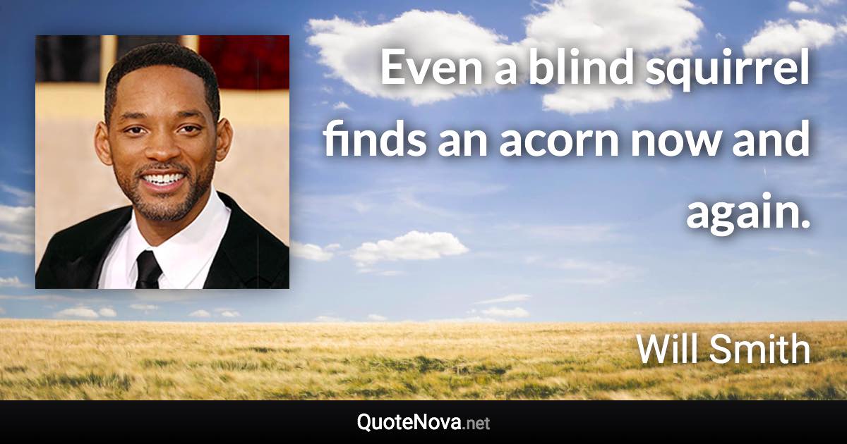 Even a blind squirrel finds an acorn now and again. - Will Smith quote