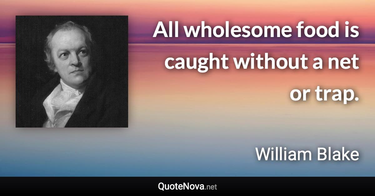 All wholesome food is caught without a net or trap. - William Blake quote