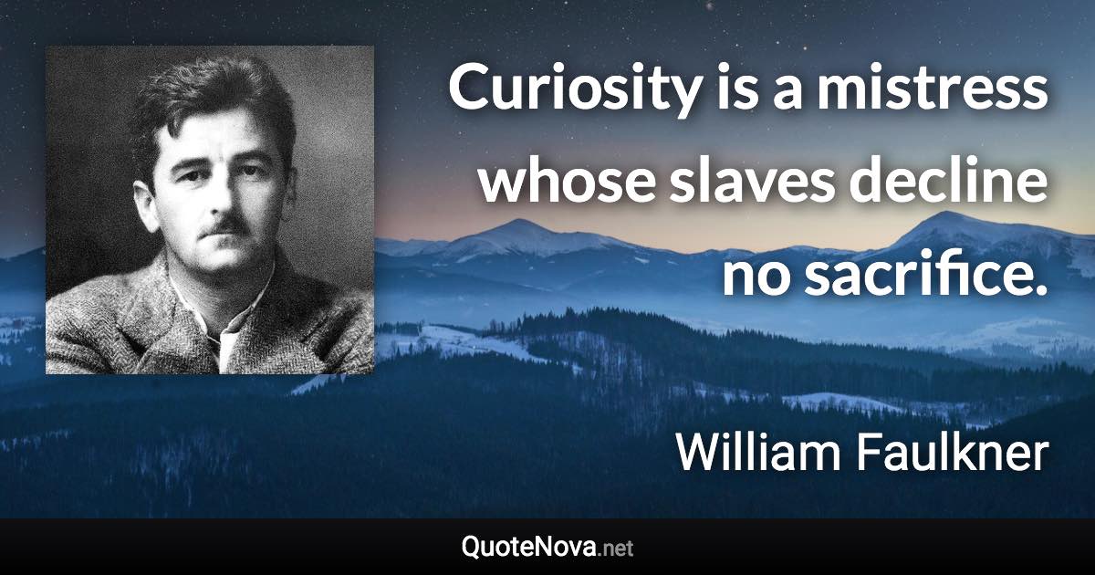 Curiosity is a mistress whose slaves decline no sacrifice. - William Faulkner quote