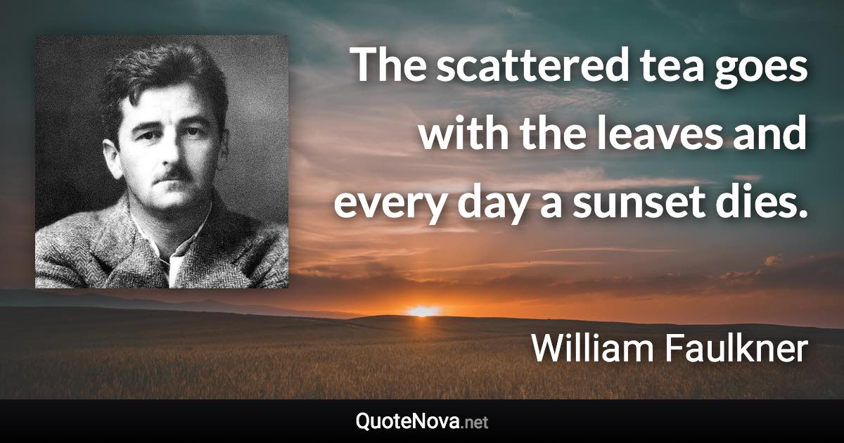 The scattered tea goes with the leaves and every day a sunset dies. - William Faulkner quote