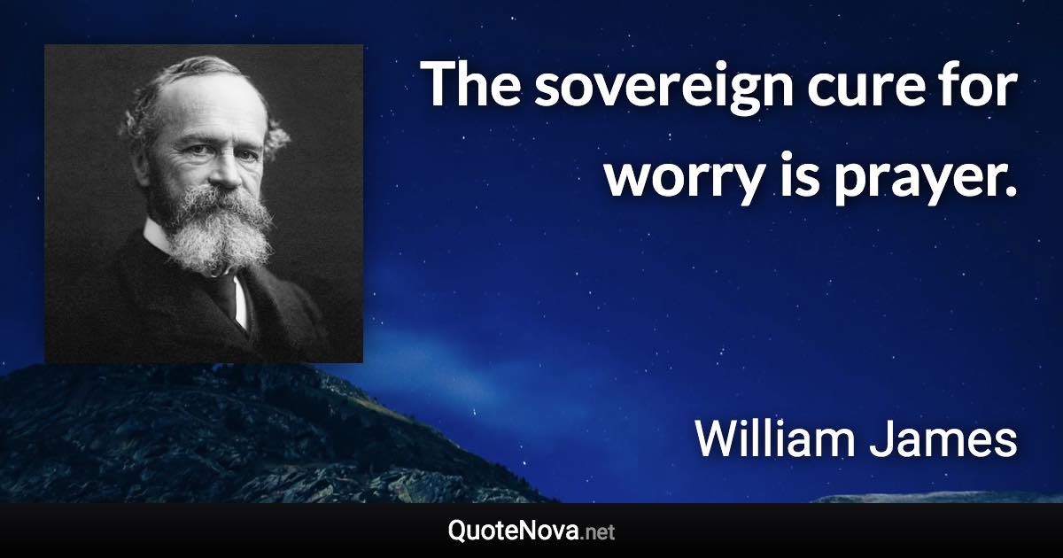 The sovereign cure for worry is prayer. - William James quote